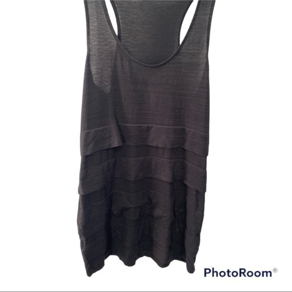 Lush Ruffled Black Racerback Blouse - Picture 2 of 5